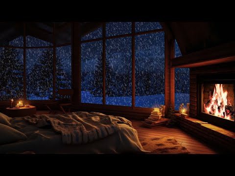 🔴 Relaxing Blizzard with Fireplace Crackling | fall Asleep | Winter wonderland overcome all chaos