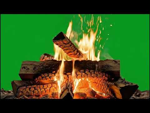 30 Crackling Firewood Flames 🔥 Green Screen Fireplace Effect