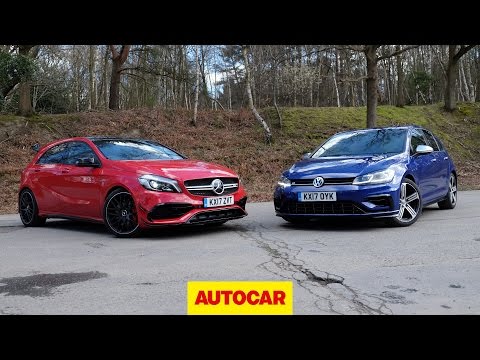 Mercedes-AMG A45 versus Volkswagen Golf R review | 4wd hot hatches go head to head | Autocar