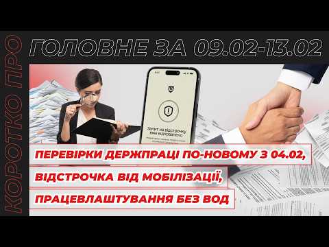 відео прев’ю для Перевірки Держпраці по-новому, зміни до мобілізації, працевлаштування без ВОД та ознайомлення через Viber. Коротко про головне за тиждень 09.02–13.02.2026