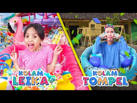 LEIKA PINK POOL VS TOMPEL BLUE POOL PLAYGROUND DECORATION CHALLENGE 😍 FUNNY KIDS CHALLENGE