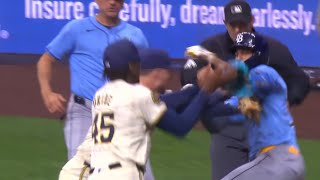 Abner Uribe and Jose Siri Trade Punches as Benches Clear in Tampa Bay Rays vs Milwaukee Brewers Game