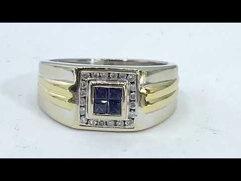 .50 ct NATURAL DIAMOND & sapphire mens pinky ring SOLID 14K white GOLD