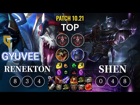 GEN gyuvee Renekton vs Shen Top - KR Patch 10.21