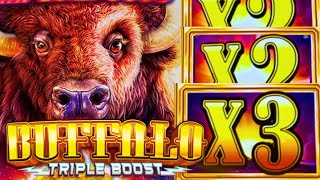 ★BIG WIN!★ TRIPLE SUNSETS!! 🦬 BUFFALO TRIPLE BOOST Slot Machine (ARISTOCRAT GAMING)