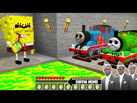 Deadly Traps for THOMAS THE TANK ENGINE.EXE and Friends from SPONGEBOB in Minecraft - Coffin Meme
