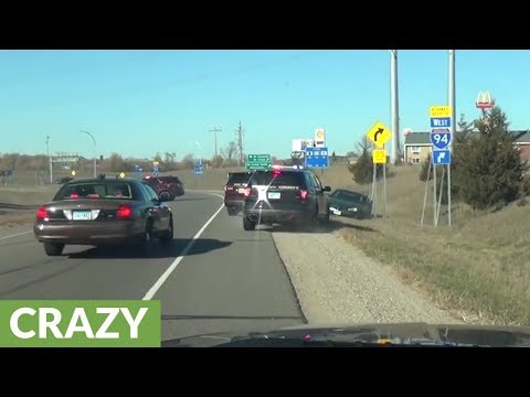 Insane high speed car chase caught on bystander's dash cam!