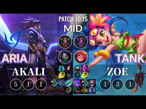 CGA Aria Akali vs TLN Tank Zoe Mid - KR Patch 10.15