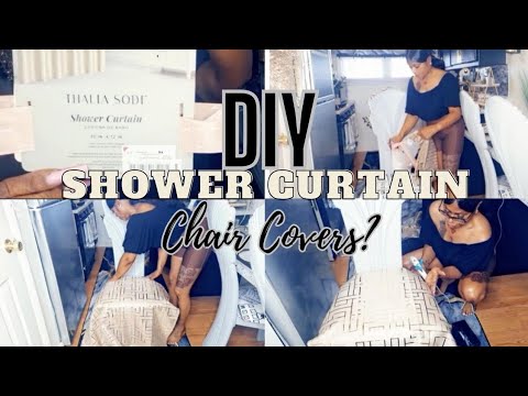 DIY CHAIR COVERS - NO SEW | USING SHOWER CURTAINS