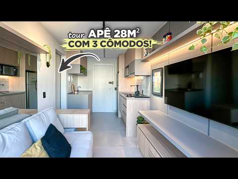 TOUR pelo APÊ super CLEAN de 28m² com QUARTO SEPARADO e marcenaria sob medida | Gaby Garciia