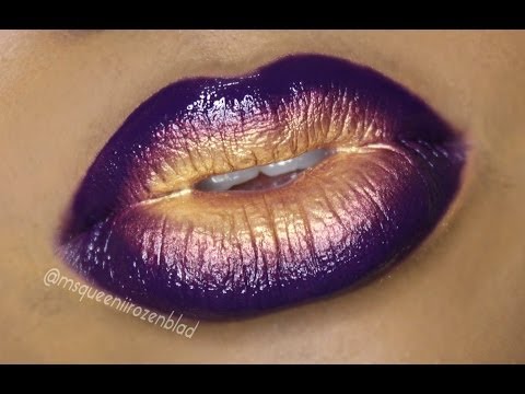 Bold Lips - Ombre lip tutorial -Purple and Gold - Queenii Rozenblad