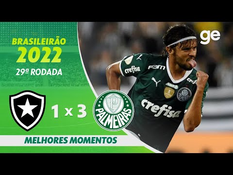 BOTAFOGO 1 X 3 PALMEIRAS | MELHORES MOMENTOS | 29ª RODADA BRASILEIRÃO 2022 | ge.globo