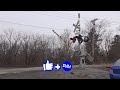 CSX Train Knocks Down Signal At Night CSX Train Long Range View Telephone Pole Rocking In The Wind
