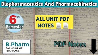 Biopharmaceutics and Pharmacokinetics || BP 604T || B.Pharm 6th semester || pdf notes