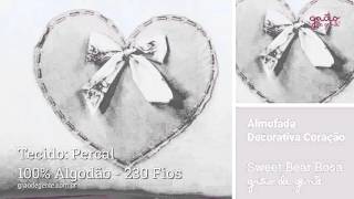 Almofada Decorativa Coração Sweet Bear Rosa | Ref: 48329