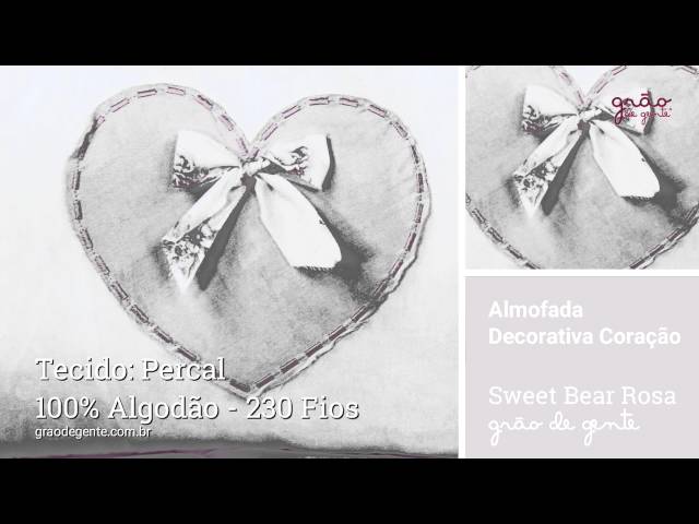 Almofada Decorativa Coração Sweet Bear Rosa | Ref: 48329