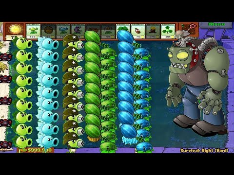 Plants vs Zombies - 99 Gatling Pea vs Snow Pea vs 9999 Zombies