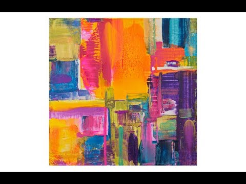 #4618 My Favorite Bright Geometric With A Curve Contemporary Fluid Art-3.22.2019