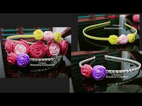 video 34.How to make a Beautiful 🎀  ribbonRose Hairband