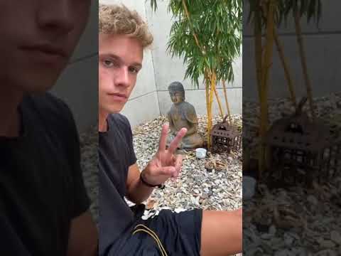 Luca mit dem Vogel im Garten 🐦