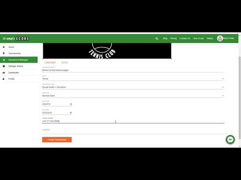 Create Tournament - Simple & Easy on WhatsScore.com