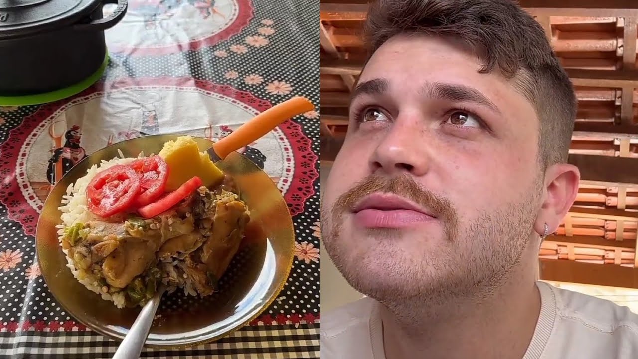 Gustavo Tubarão bateu um papo com a dona Creuza enquanto almoçava.