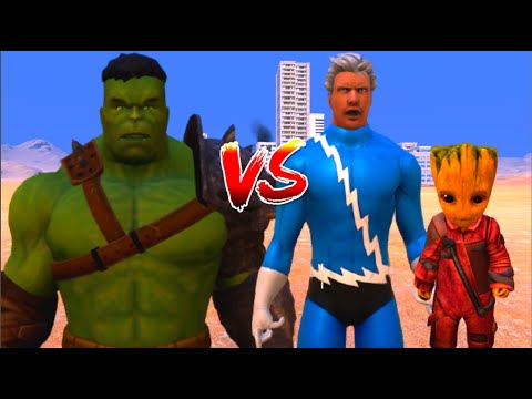 100 Hulk vs 1000 Quick Silvers and 1000 Baby Groot (Marvel vs Marvel)