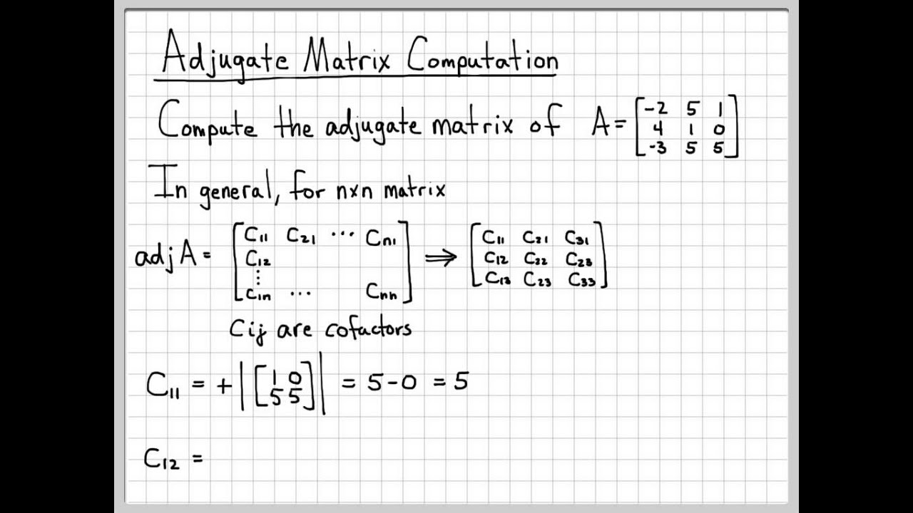 Adjugate Matrix Computation 3x3 - Linear Algebra Example Problems