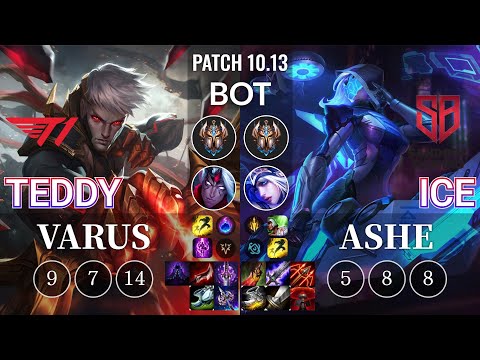 T1 Teddy Varus vs SB Ice Ashe Bot - KR Patch 10.13
