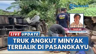 Tak Kuat Menanjak, Truk Pengangkut Minyak Kemasan Terbalik, Sopir Sempat Pingsan
