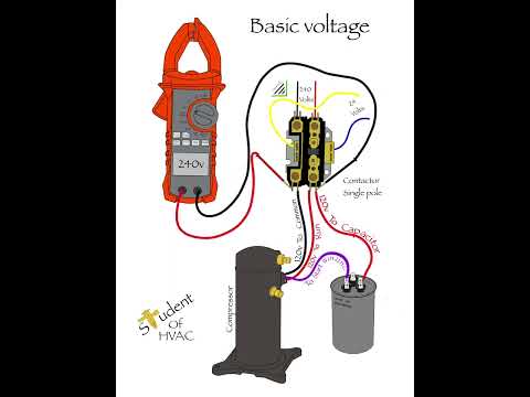HVAC basic voltage. Single pole Contactor wiring and voltage troubleshooting #hvac #learning