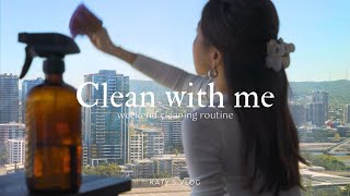 [ Clean with me ] 週末のお家リセット時間🧹 | キッチン&リビングのお掃除ルーティン | バゲットサンドでワンプレート朝食 🥖🥣