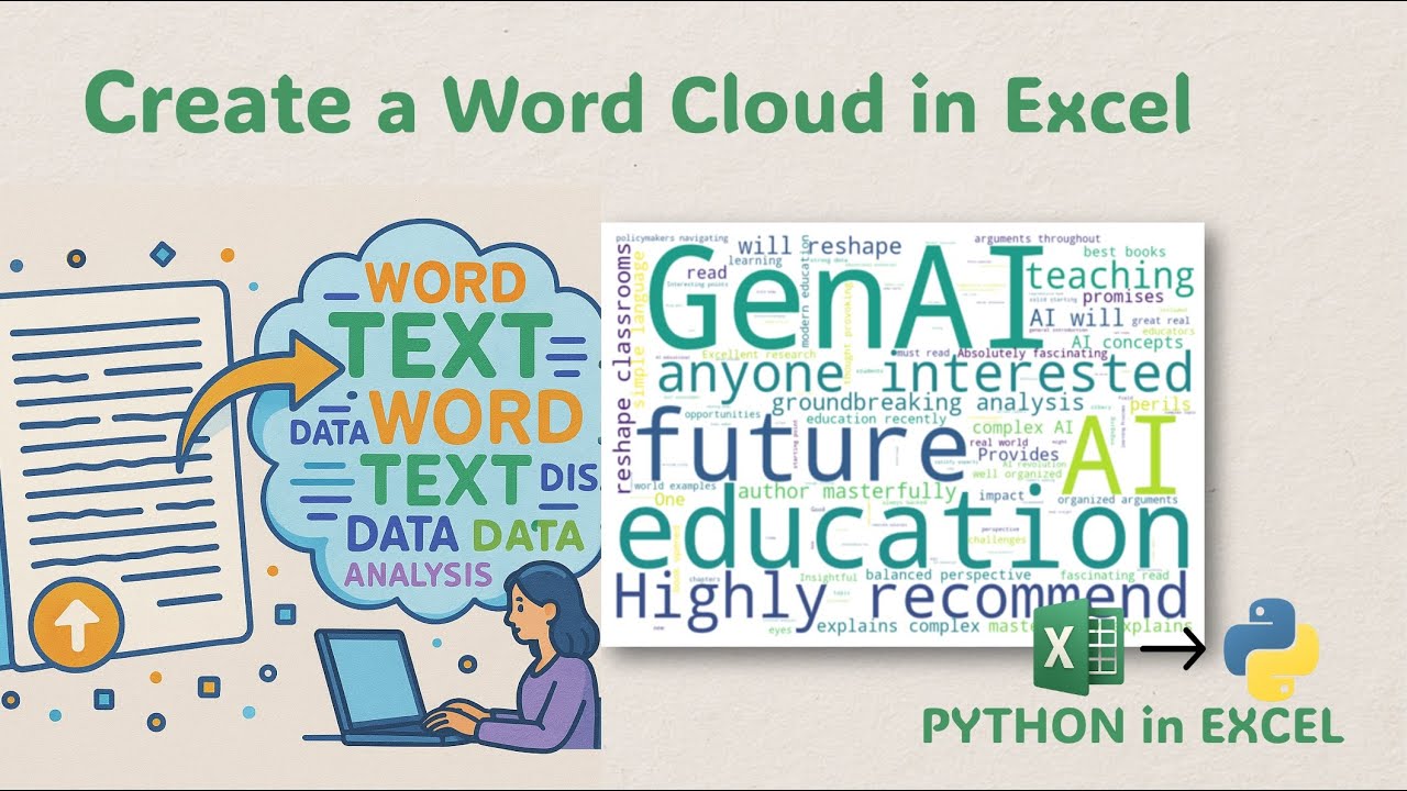 Create a Word Cloud in Excel Using Python | Customize Colors, Size & Stopwords