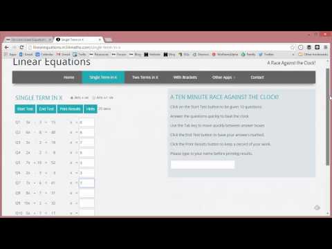 Maths ROTW 51 - Online Linear Equations