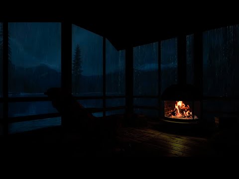 🔥Rain Thunder Sounds on a Tin Cabin Roof will help you overcome Insomnia⛈️Cozy Porch Ambience
