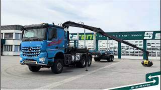 شاحنة نقل الأخشاب Mercedes-Benz Arocs 3653 6x6 Penz Holz kran + Ressenig Holzrungenauflieger aus + العربات المقطورة شاحنة نقل الأخشاب | صورة 4 - Autoline