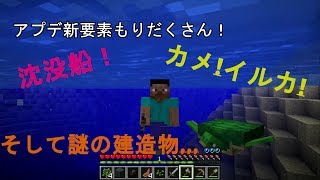#01【アプデ要素もりだくさん！カメ/イルカ/沈没船等々、、、】マイクラ実況
