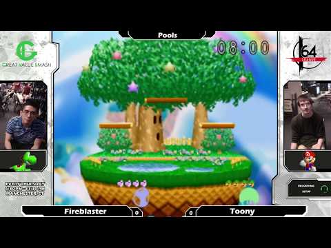 Smash 64: Fireblaster (Yoshi) V Toony (Mario) - Shattered 105 Tournament SSB64