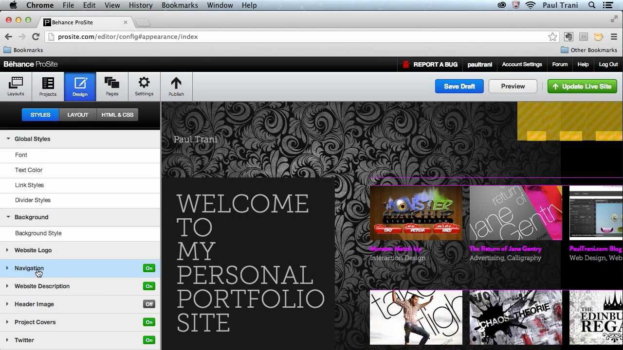 Website in 5 minutes with Behance ProSite