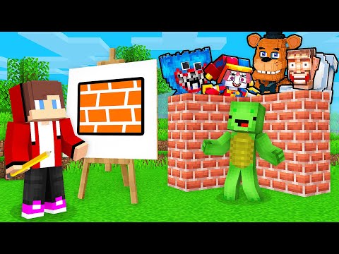 JJ and Mikey use DRAWING MOD to SURVIVE Prank! - Minecraft (Maizen)