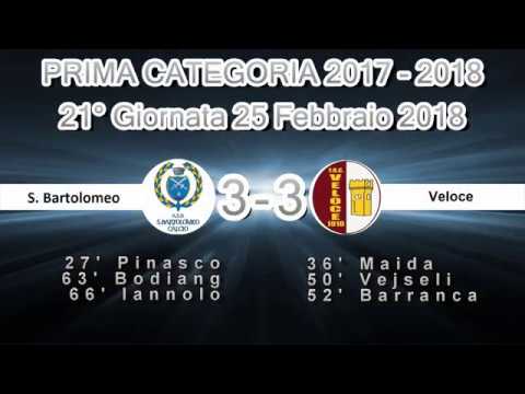 PRIMA CATEGORIA 21° Giornata San Bartolomeo - Veloce 3 - 3