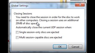 How to close UDF session for disc to works on other computers windows 7