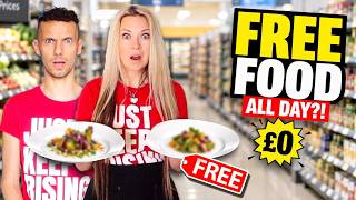 Can We LIVE on FREE FOOD for an ENTIRE DAY?!