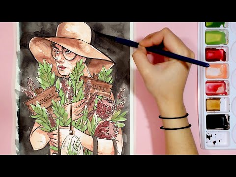 relaxing draw with me full painting process | inspiring ambient music to draw or study to