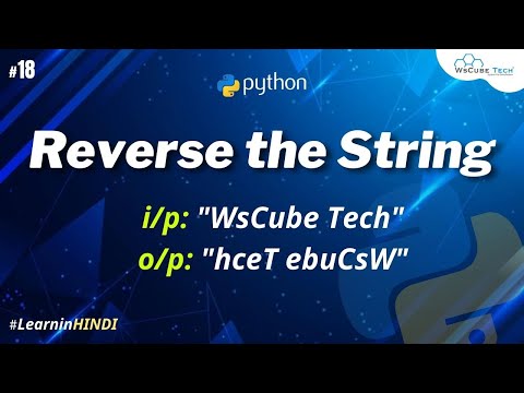 Python Program to Reverse a String using for loop Hindi 18