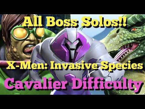 MCOC - Cavalier EQ - X-men: Invasive Species - All Boss Solos!! Nimrod VS Sauron & Toad