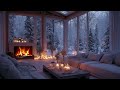 Cozy Artistic Winter Living Room Snowstorm Crackling Fireplace Sounds For Deep Sleep