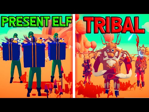 MEGA TRIBAL TEAM vs PRESENT ELF TEAM - Totally Accurate Battle Simulator | TABS