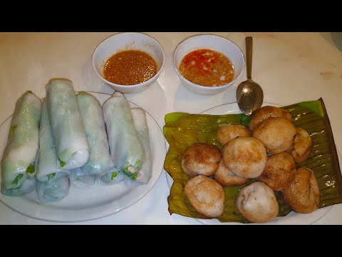 Fresh Spring Rolls And Coconut Rice Cakes - Our Yummy Snacks At Home