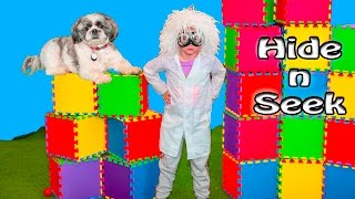 ASSISTANT Plays Bounce House Hide n Seek with Wiggles Dressed as PJ Masks Romeo